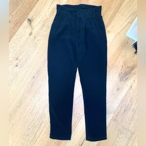 Sezane Black Austin paper bag trousers high waist 34/2 *no belt